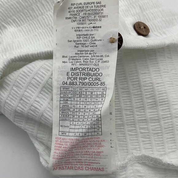 RIPCURL Ladies Venice Off-the-Shoulder White Smocked Texture Crop Top Small - Picture 9 of 10